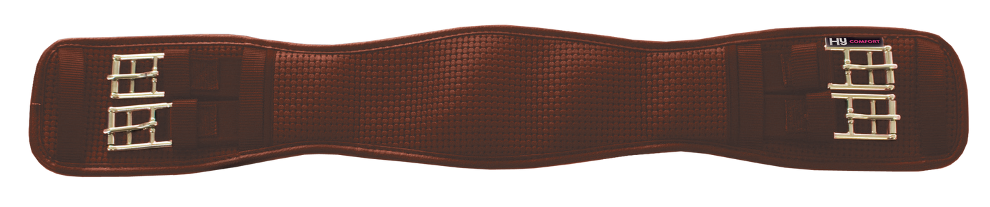Hy Equestrian Waffle Dressage Girth Elasticated Both Ends - Brown