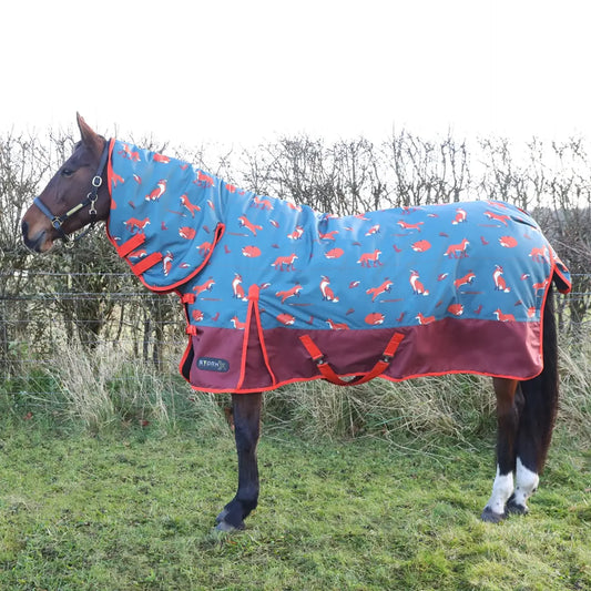 StormX Original Frivolous Fox 200 Combi Turnout Rug - Green/Red/Pumpkin