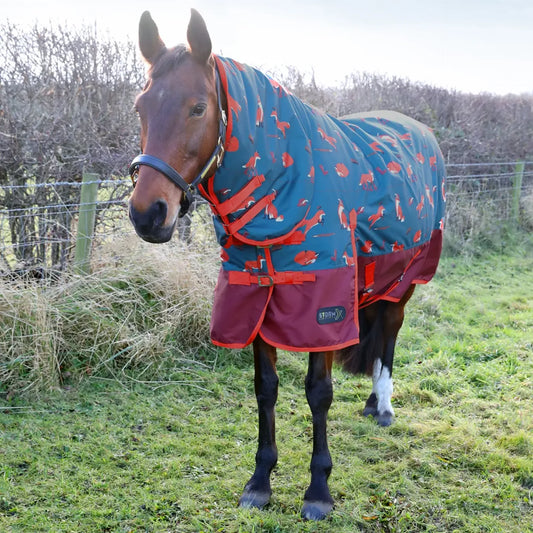 StormX Original Frivolous Fox 200 Combi Turnout Rug - Green/Red/Pumpkin