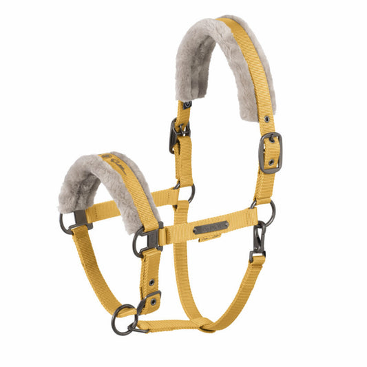 Eskadron Double Pin Faux Fur Headcollar Platinum - Golden Yellow