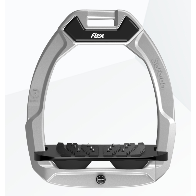 Flex-On Safe-On Ultra Grip Safety Stirrups - Silver Grey/Black/Black