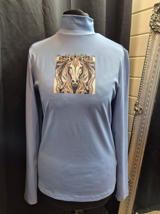 Animo Italia - Divina Long Sleeve Polo Neck Sky Blue
