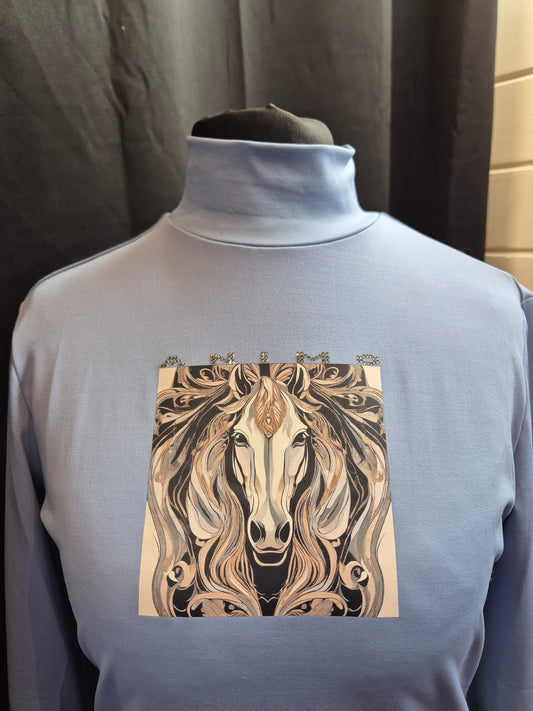 Animo Italia - Divina Long Sleeve Polo Neck Sky Blue