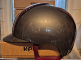KEP Cromo 2.0 Grey Polish Riding Hat with Burgandy Front & Back Panel and Strap - Medium Shell