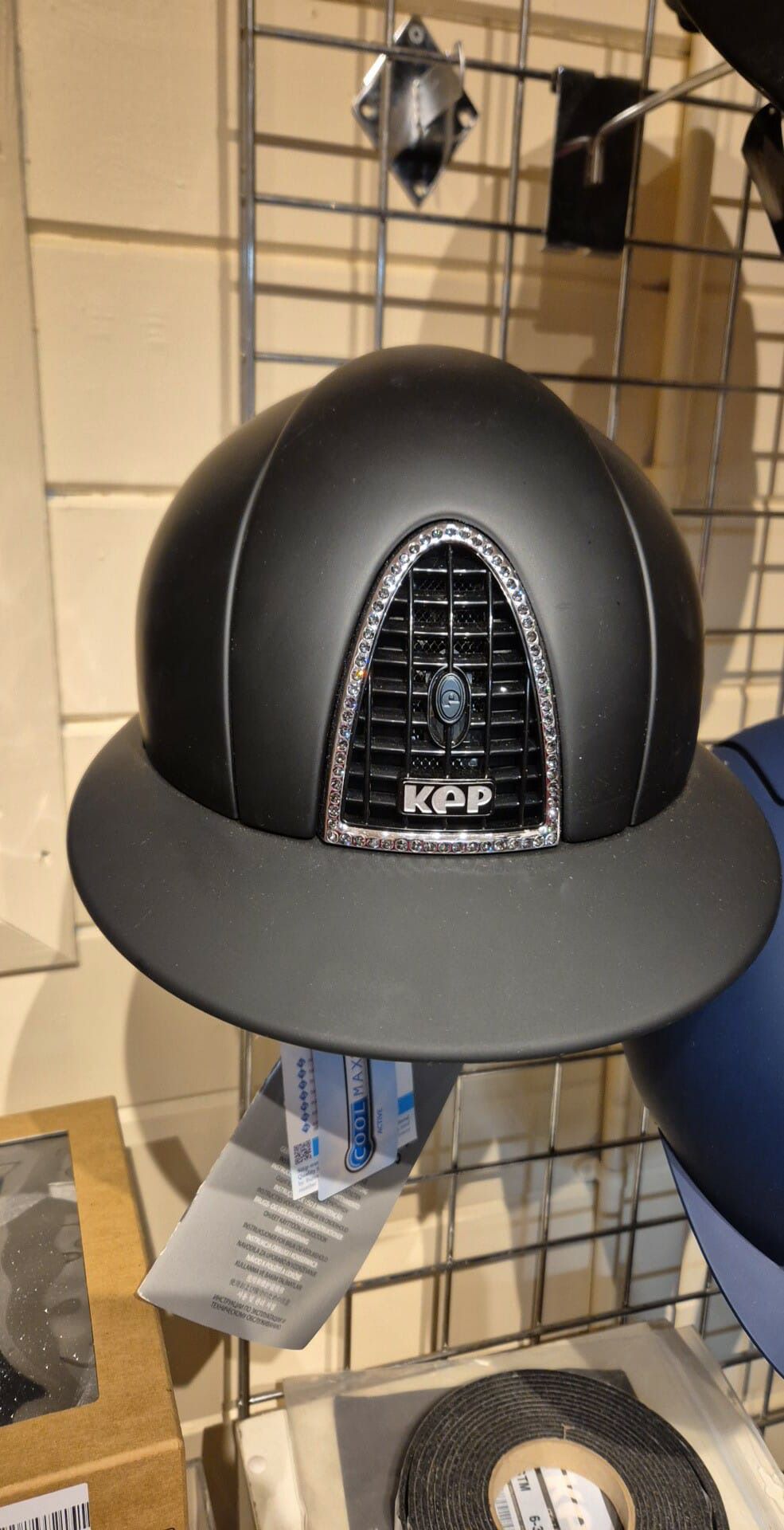 KEP Helmet Cromo 1 Black Matt, Polo Peak, Swarovski crystal frame - Medium Shell