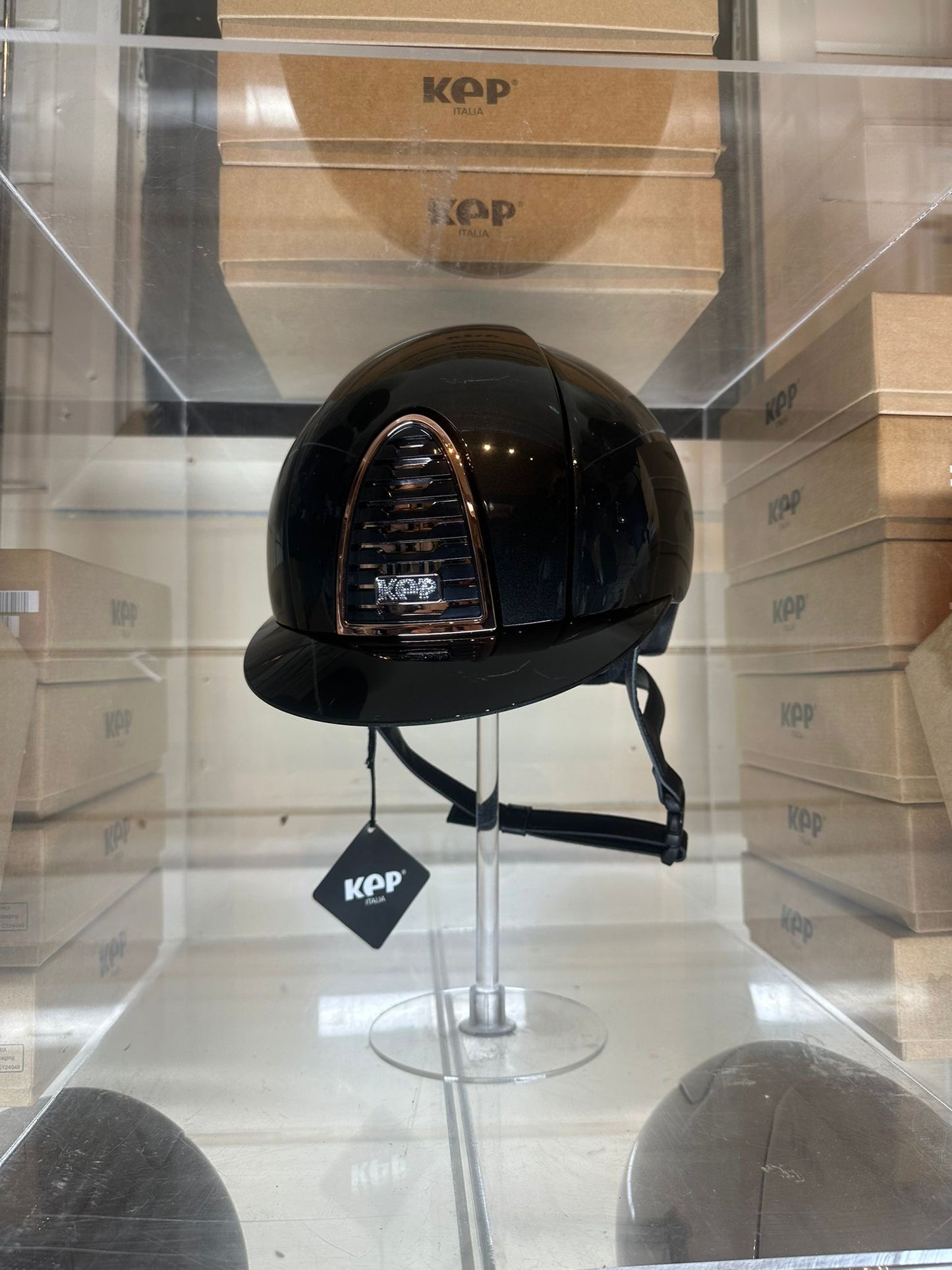 KEP Chromo 2 black Shine  with rose gold mirror surround and crystals logo