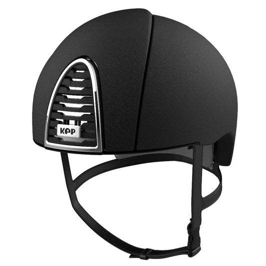 KEP Cromo 2.0 Black Textured Jockey Helmet with chrome grill - Medium Shell