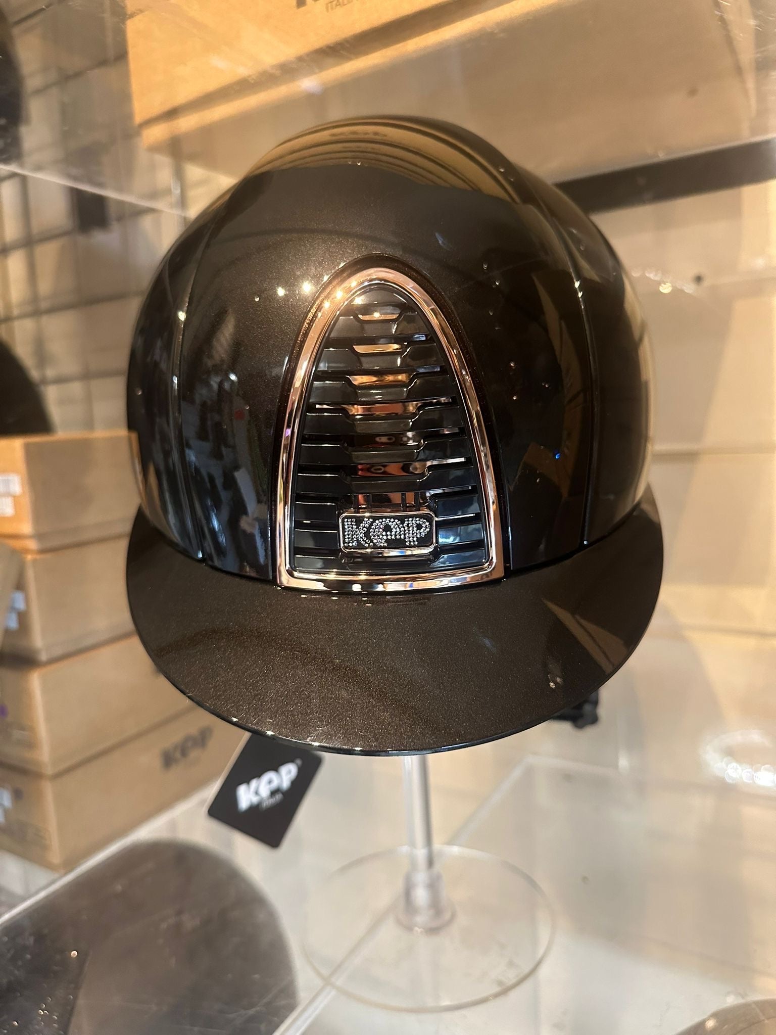 KEP Chromo 2 black Shine  with rose gold mirror surround and crystals logo