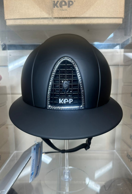 KEP Helmet Cromo 1 Black Matt, Polo Peak, Swarovski crystal frame - Medium Shell