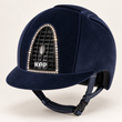 KEP Italia Cromo 1 Navy Velvet Riding Hat with Swarovski Crystal Detailing- medium shell