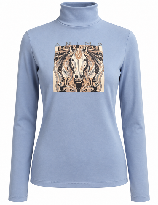 Animo  - Divina Long Sleeve Polo Neck Sky Blue