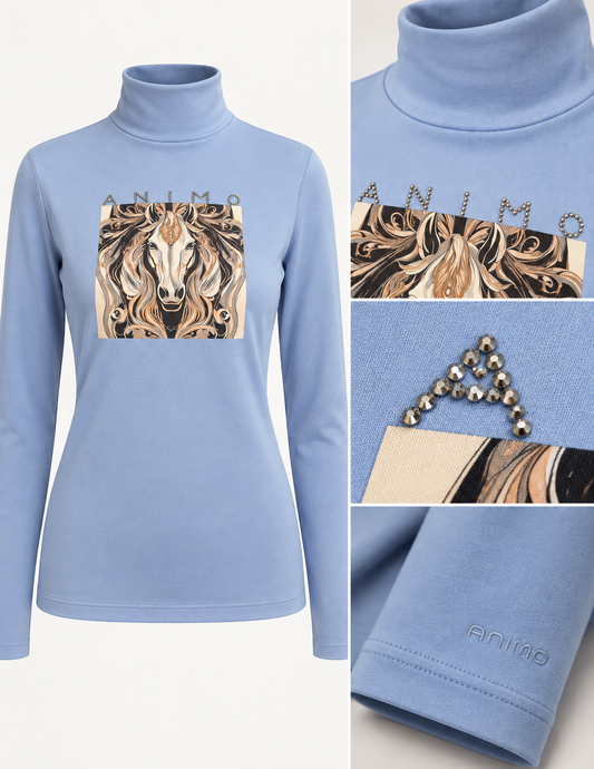 Animo  - Divina Long Sleeve Polo Neck Sky Blue
