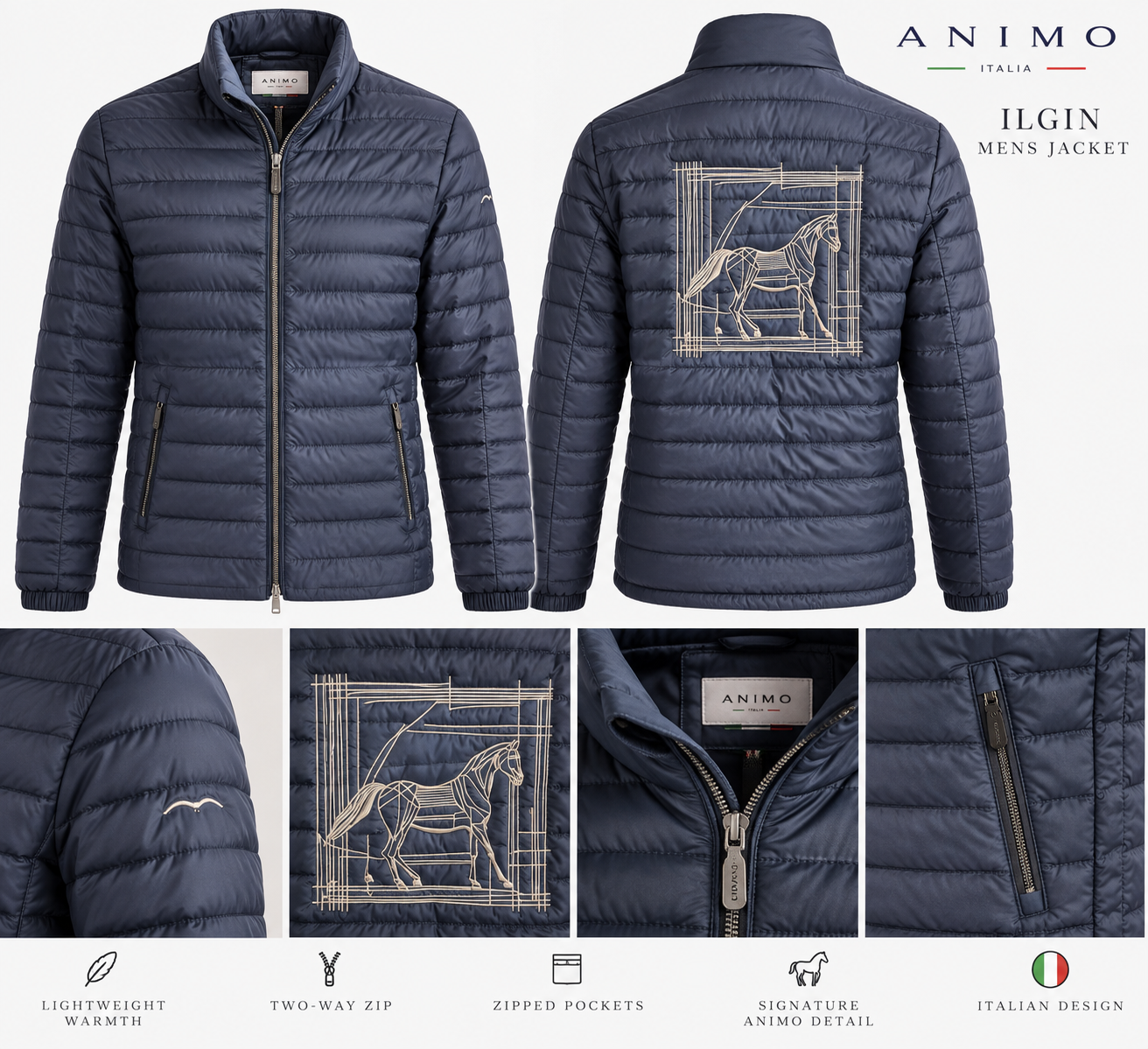 Animo Ilgin 25X-Flash Men’s Lightweight Quilted Jacket – Navy