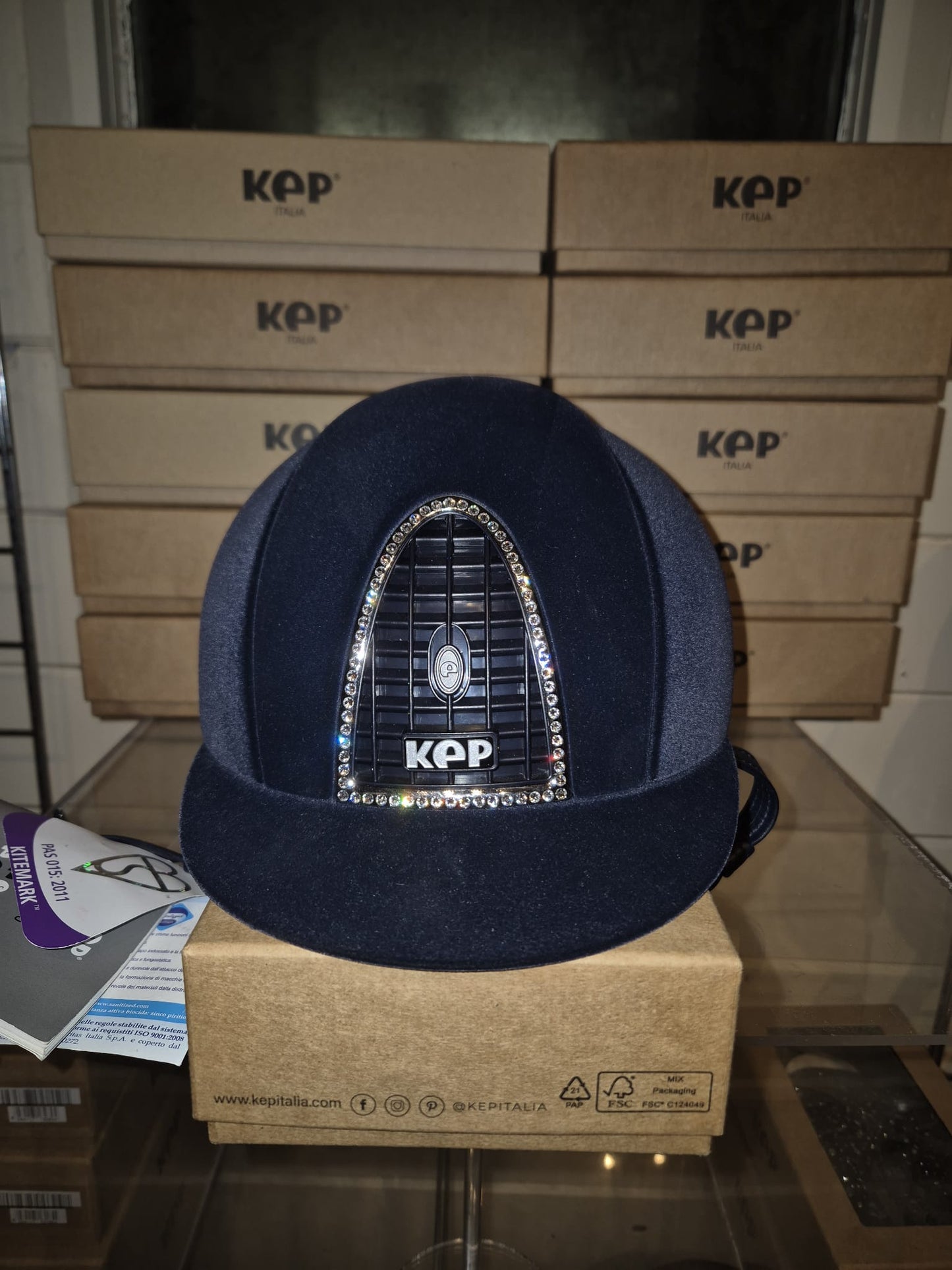 KEP Helmet Cromo 1 Blue Velvet, Crystal Grill - Medium Shell
