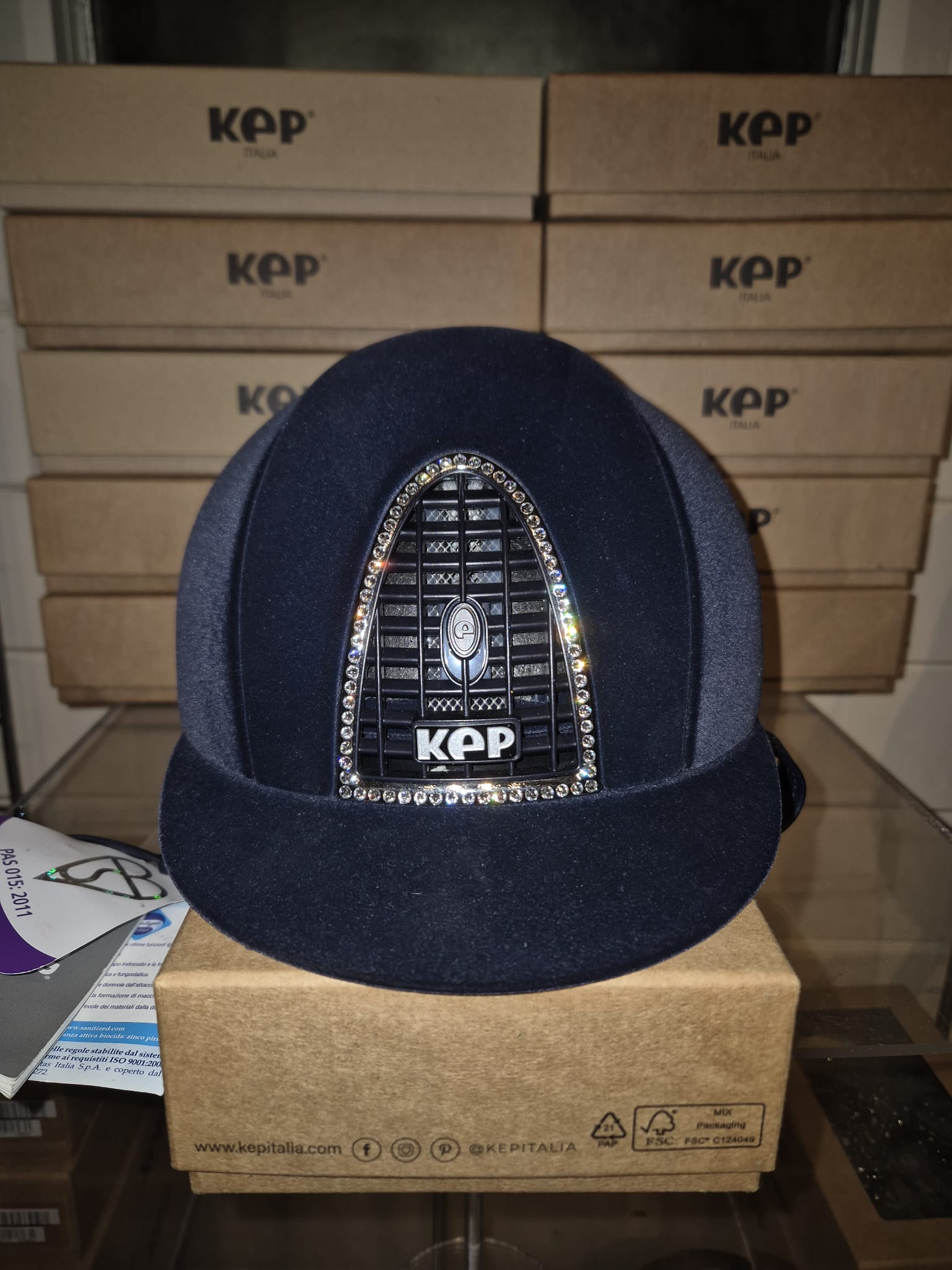 KEP Helmet Cromo 1 Blue Velvet, Crystal Grill - Medium Shell