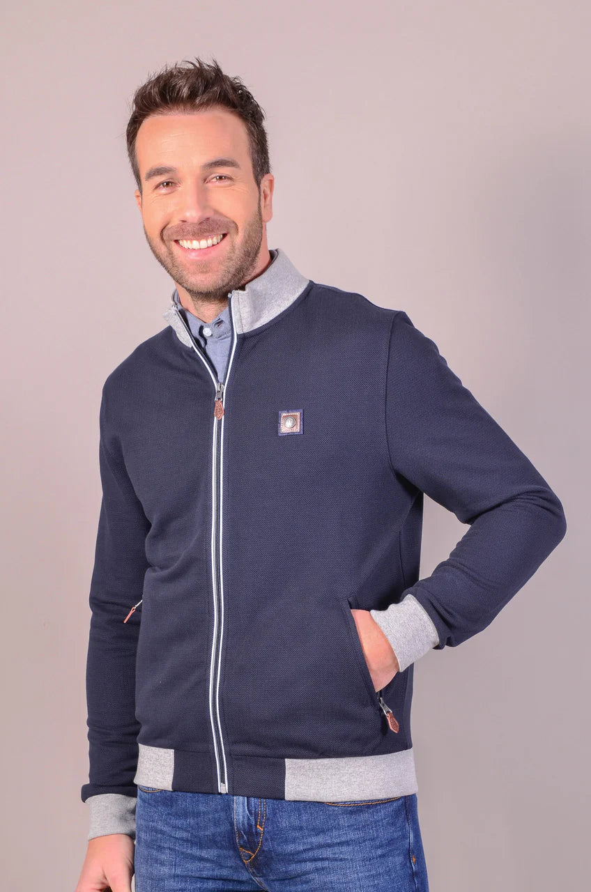 Harcour Stanley Mens Zip Up Sweater - Navy