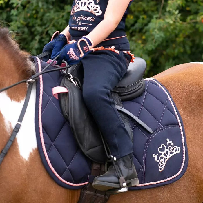 Little Rider The Princess and The Pony Navy & Peach Saddle Pad